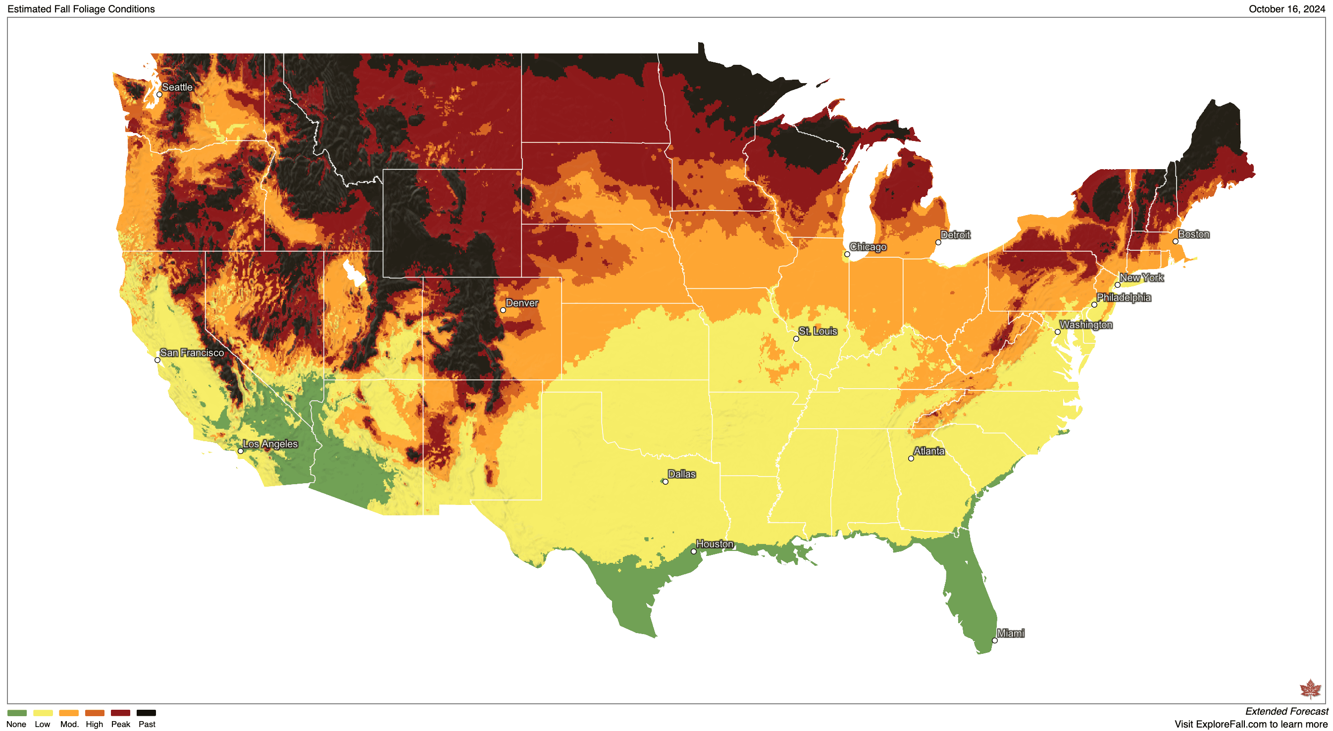 Much of the country is red and orange