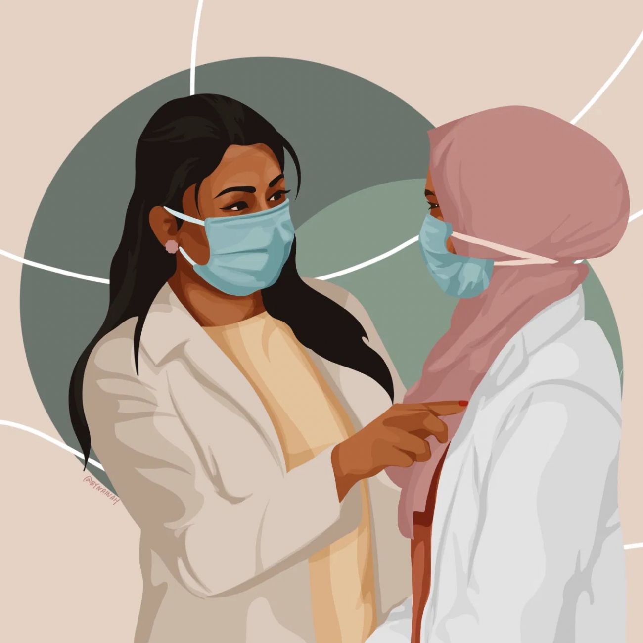 two women in masks