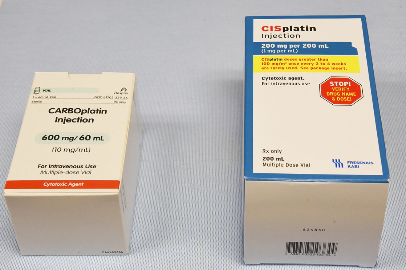 Carboplatin and cisplatin