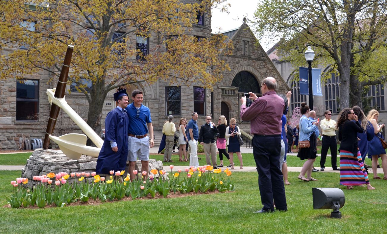 Hope College graduating students get their photograph taken on