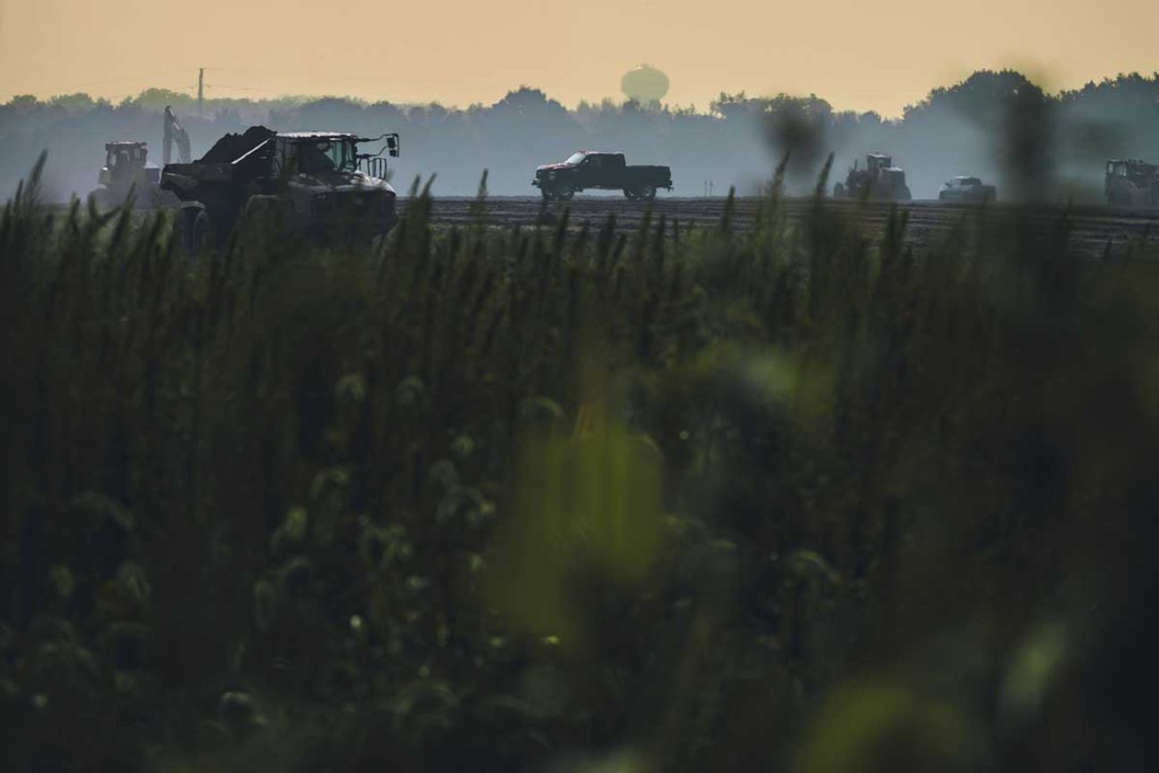 trucks in the field