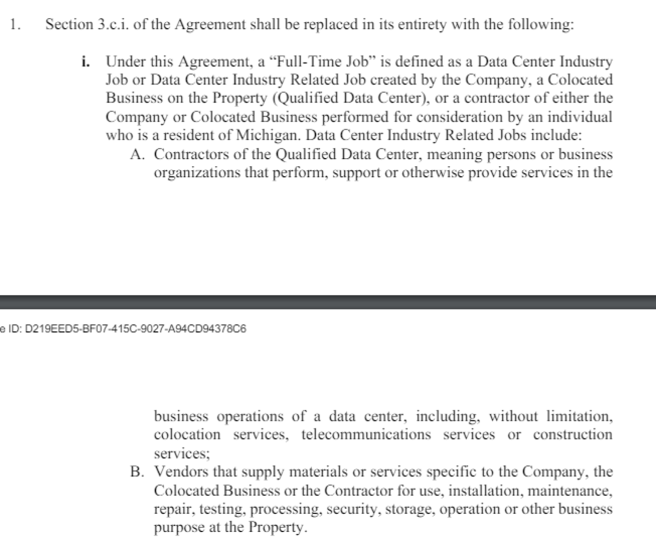 Amended agreement by Switch