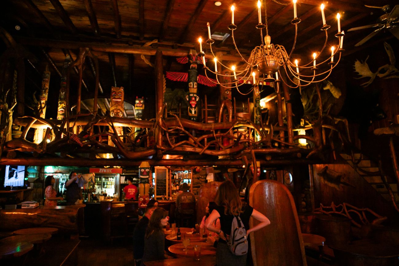Inside the Legs Inn in Cross Village
