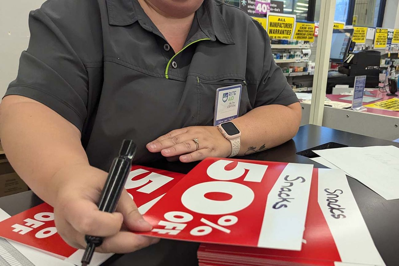 50% markdown signs