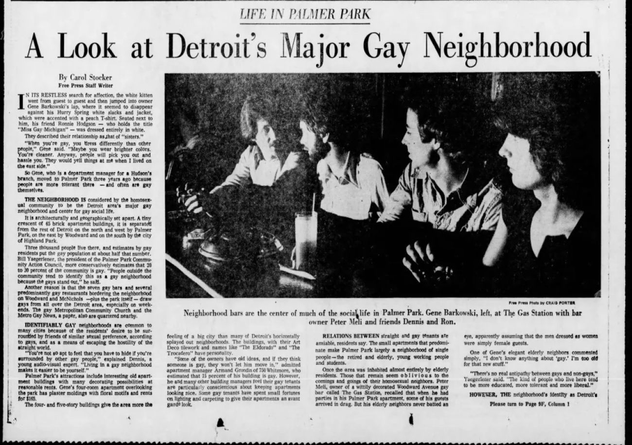 An old newspaper article about Detroit's Gay Neighborhood