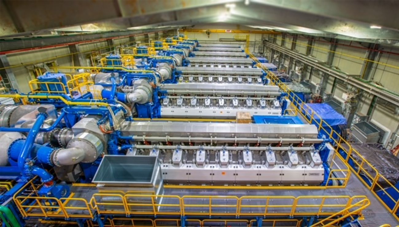 A line of engines in a room