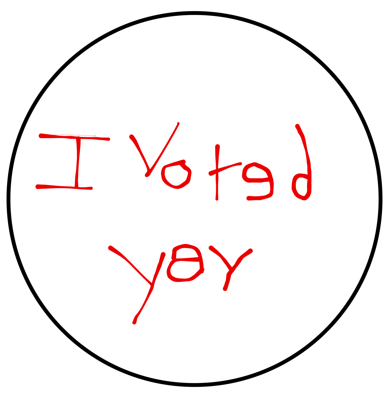 The stickers say in red lettering "I Voted yay"