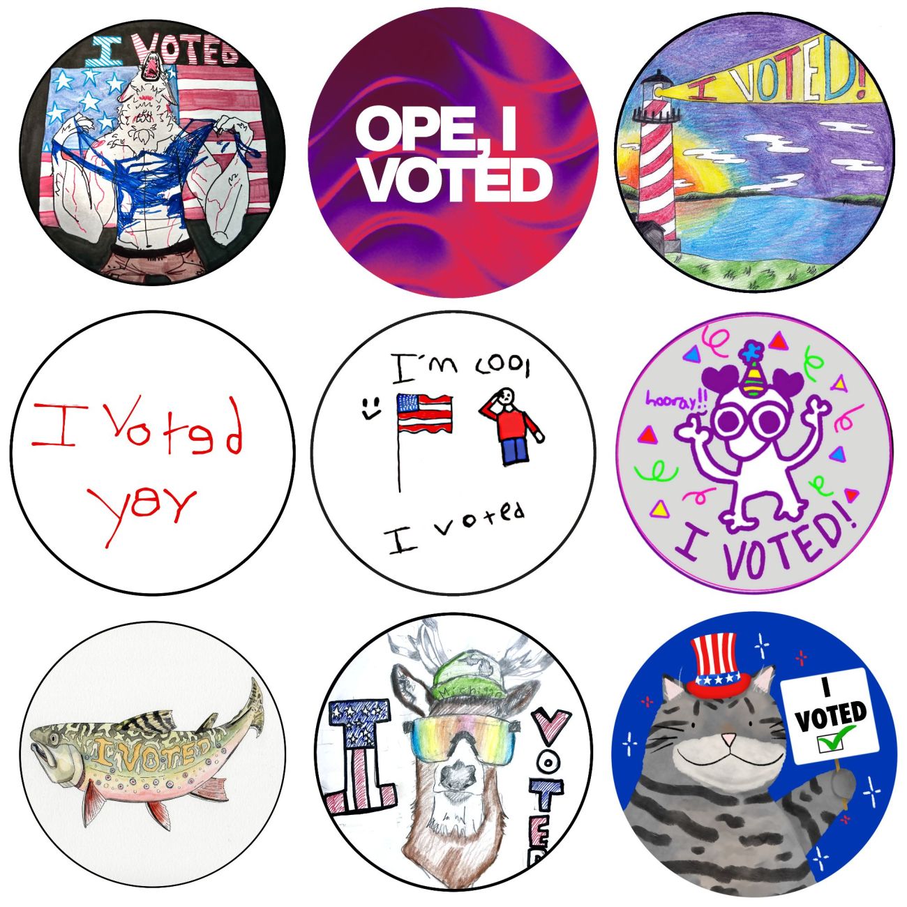 A collage of the stickers for the contest