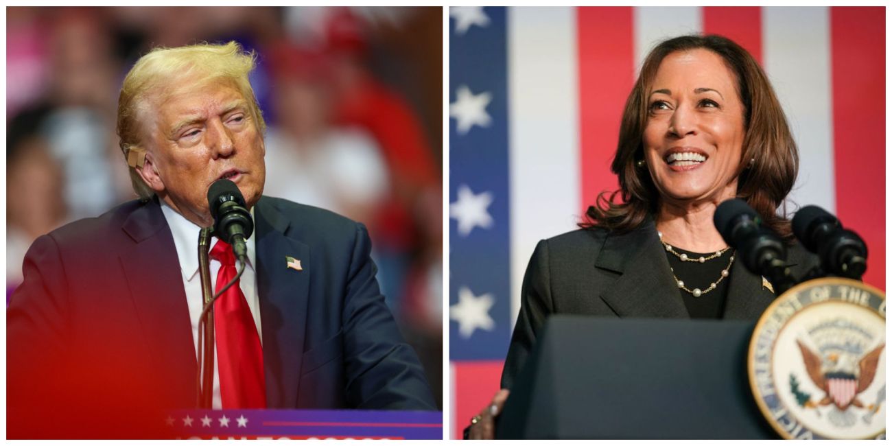 Donald Trump on the left and Vice President Kamala Harris on the right