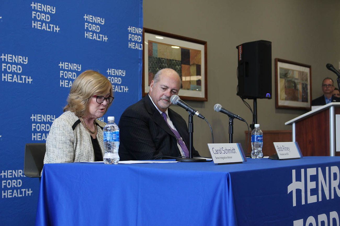 Hospital officials at a press conference