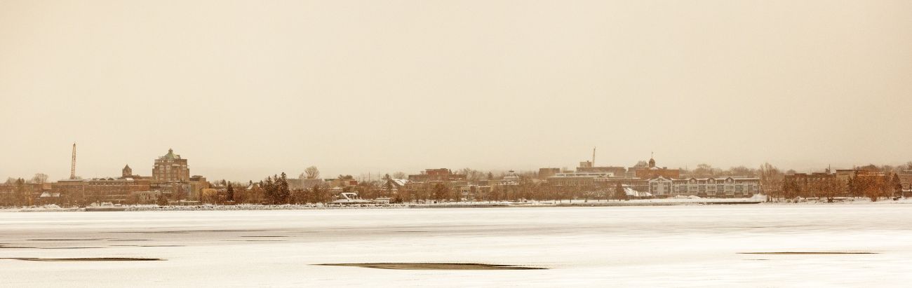 A wide-shot of Grand Traverse Bay in Traverse City, Michigan.