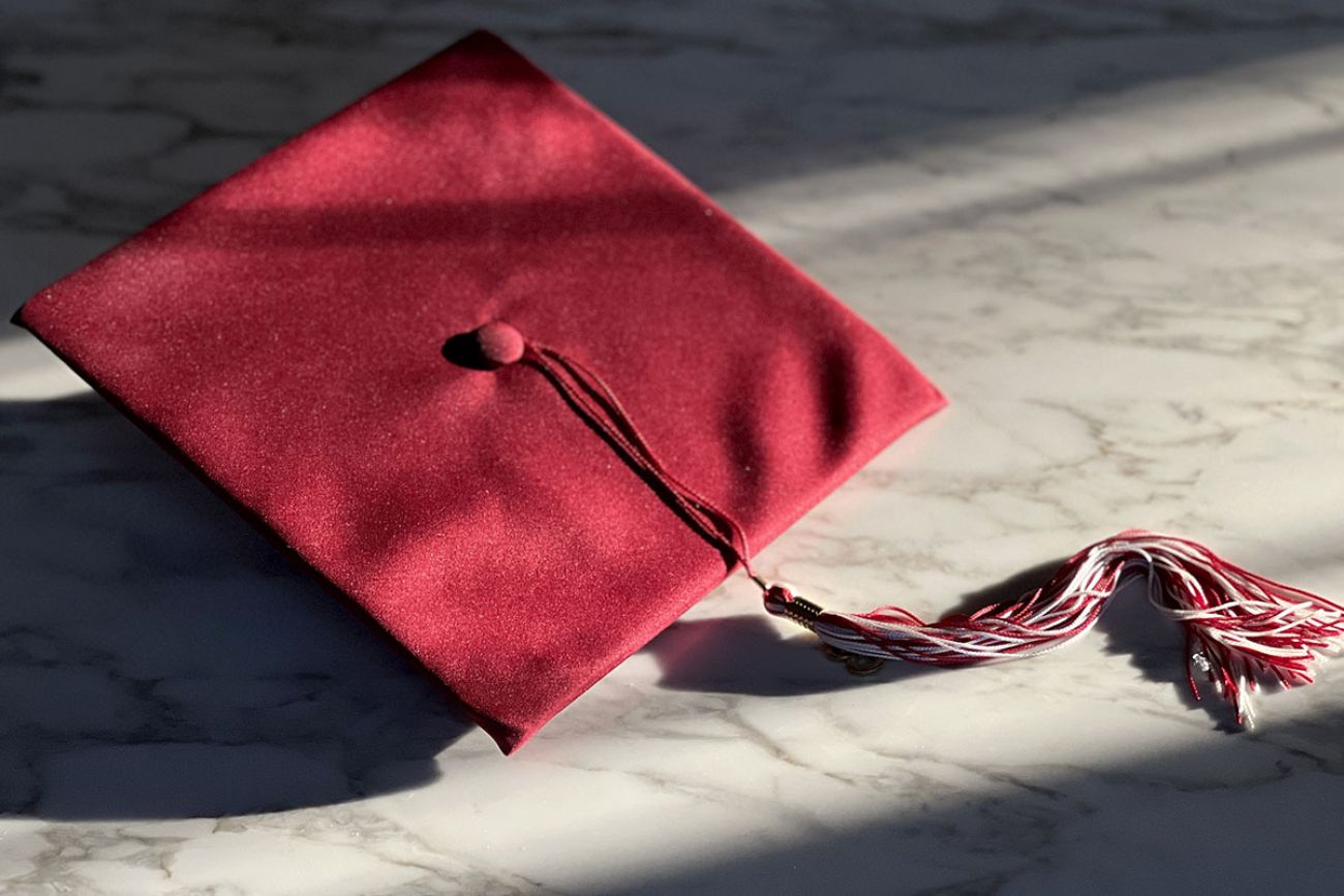 A red graduation hat.
