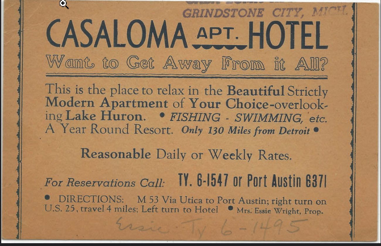 An ad for Casaloma Hotel