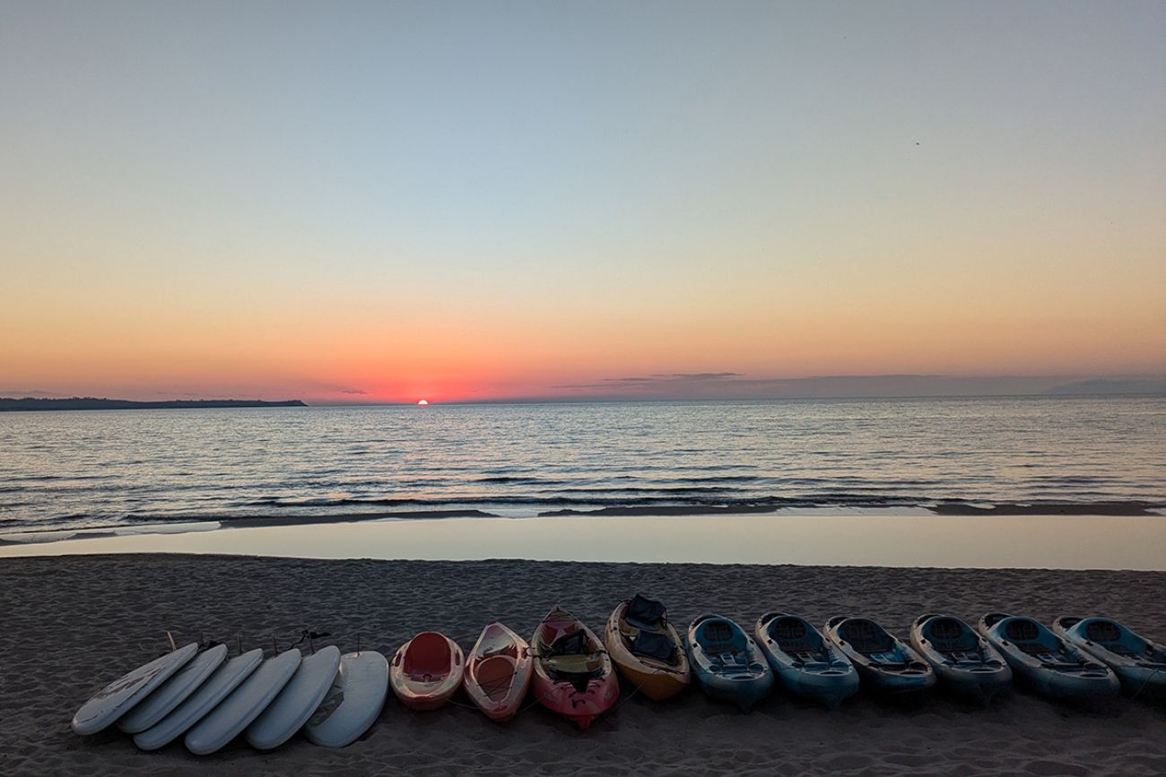 A sunset over Lake Michigan.