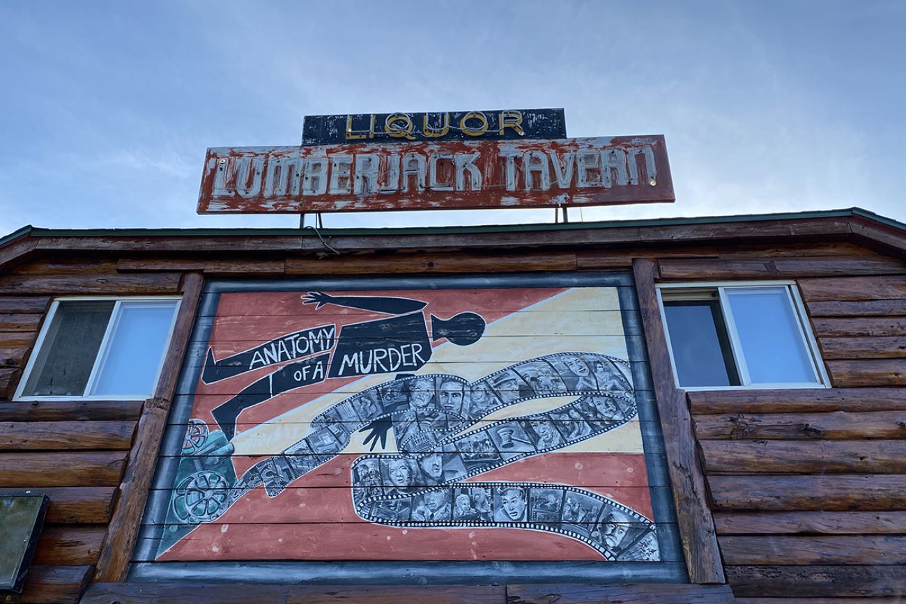 Outside of The Lumberjack Tavern in Big Bay, Michigan.