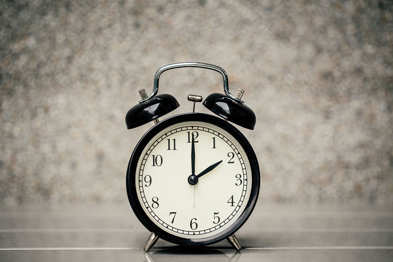 Retro vintage clock at 2 o'clock.