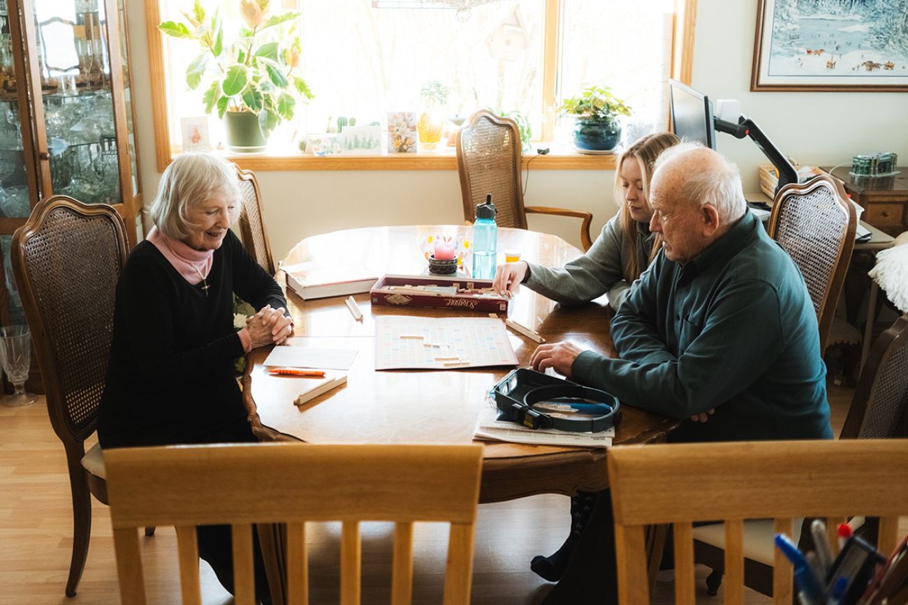 People sitting around the table.