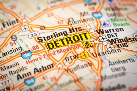 Detroit City on a Road Map