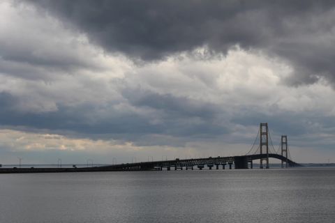 Cloudy over the Mackinac Bridge.