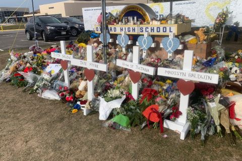 A memorial to the victims of the Oxford school shooting