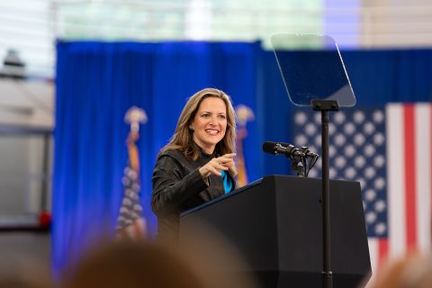 Jocelyn Benson on the stage. 