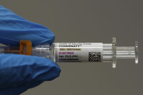 A close-up of the COVID vaccine. 