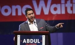 Abdul El-Sayed at the podium. 